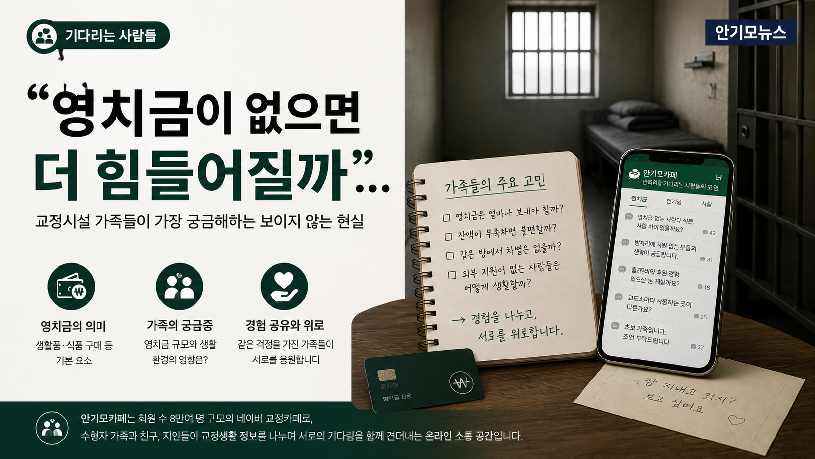 “영치금이 없으면 더 힘들어질까”… 보이지 않는 수용생활을 걱정하는 가족들의 현실적인 질문