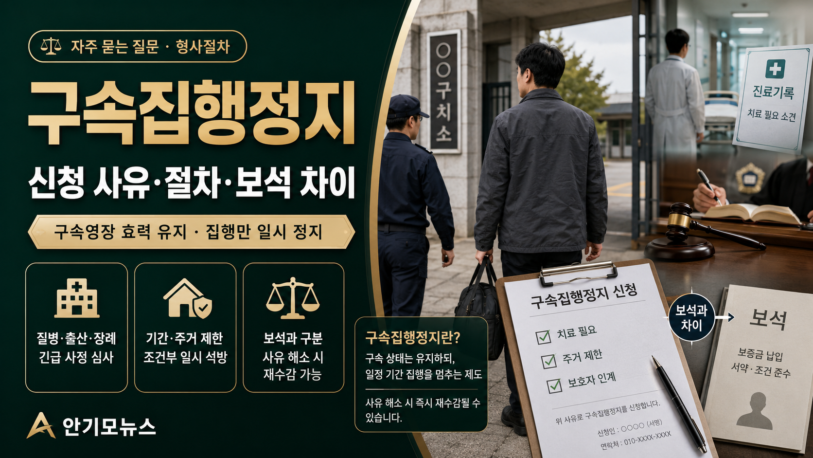 구속집행정지란? 신청 사유와 절차·보석과의 차이 총정리