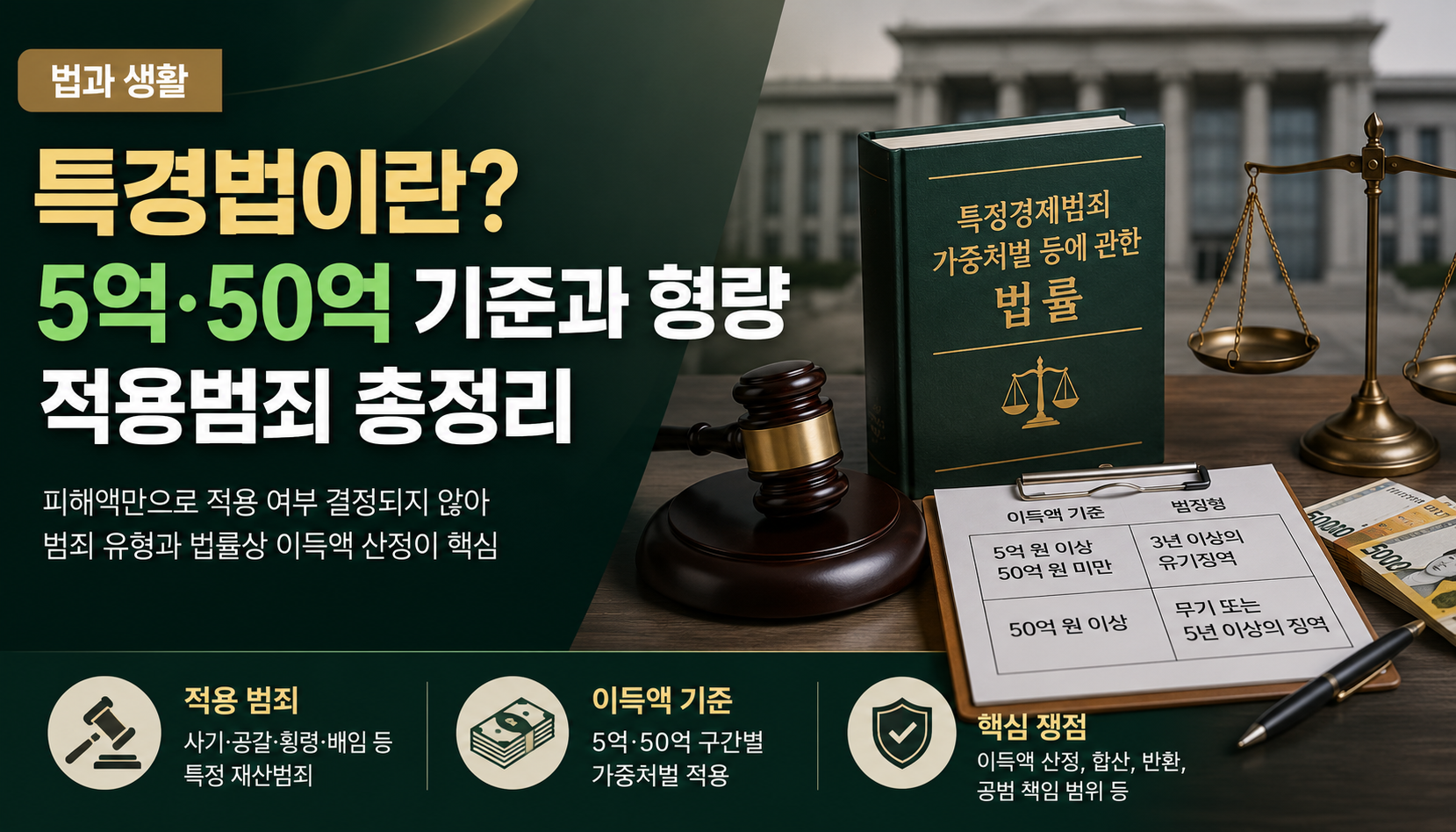 특경법이란? 사기·횡령·배임 5억·50억 기준과 형량, 이득액 산정까지 총정리