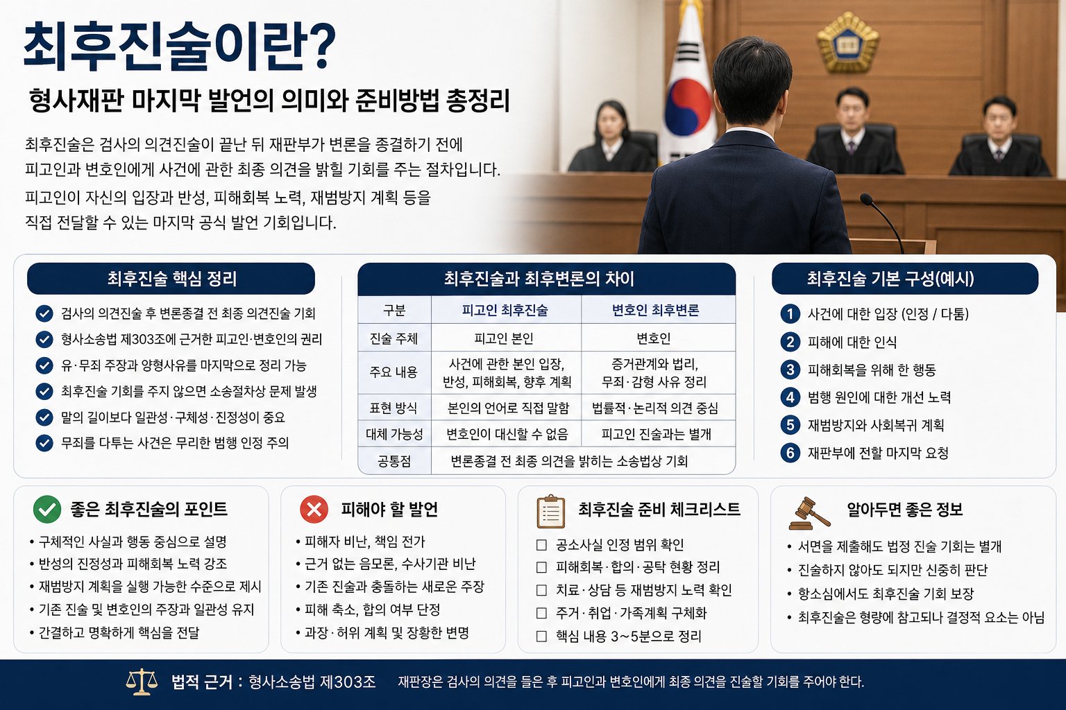 최후진술이란? 형사재판 마지막 발언의 의미와 준비방법 총정리
