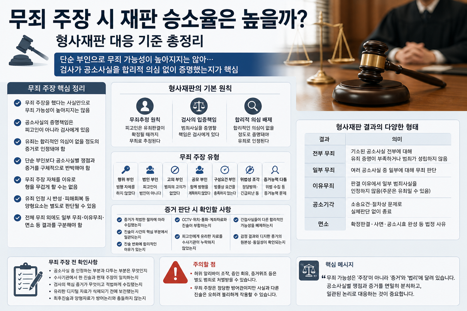 무죄 주장 시 재판 승소율은 높을까? 형사재판 대응 기준 총정리