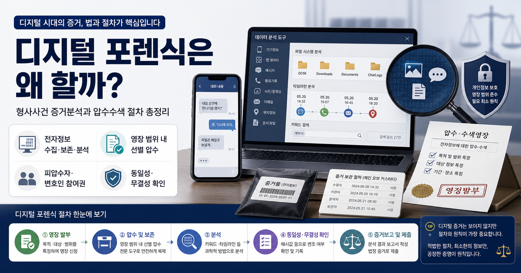 디지털 포렌식은 왜 할까? 휴대전화 증거분석부터 압수수색·참여권까지 총정리