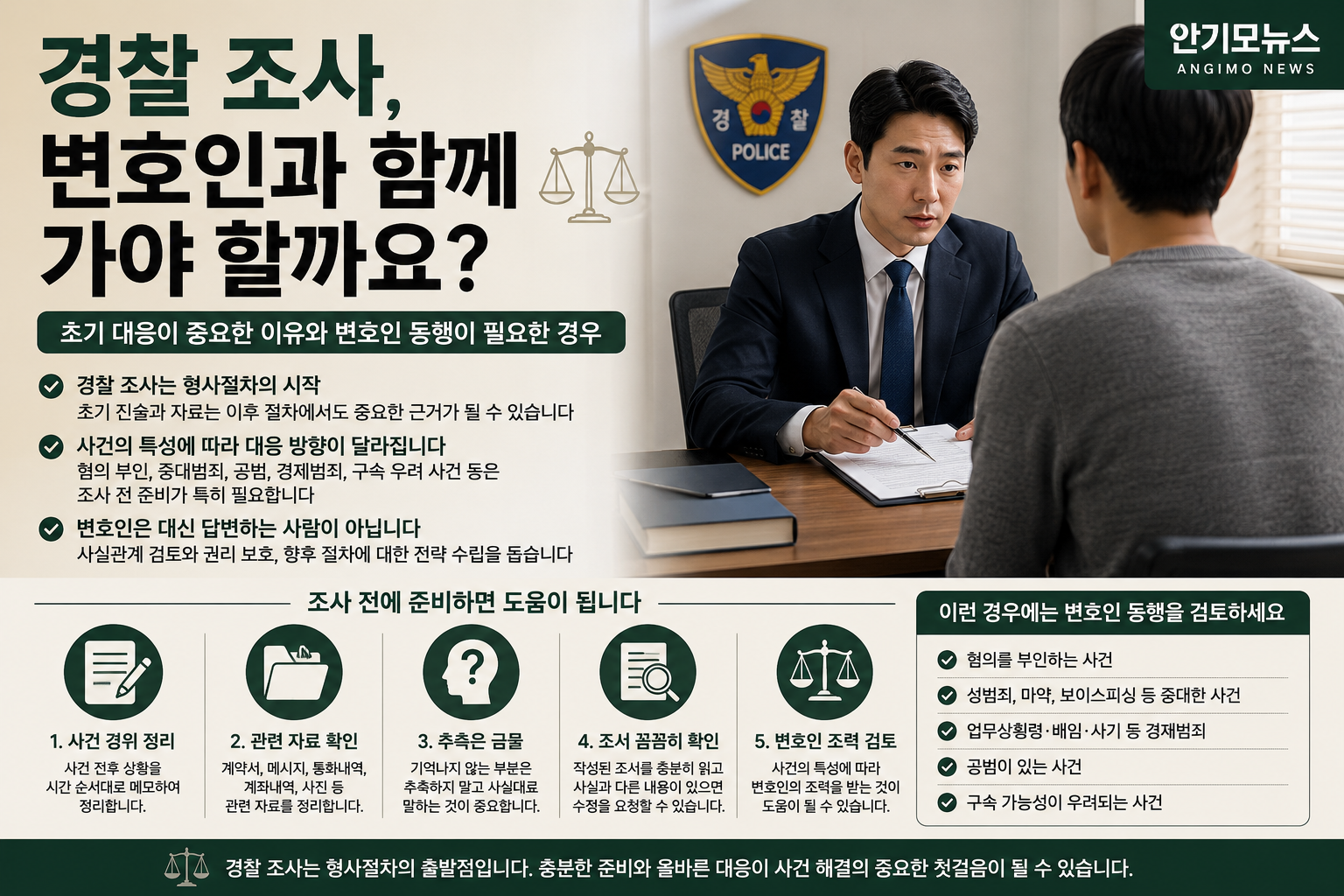 경찰 출석 요구를 받았다면…변호인 동행이 필요한 경우와 조사 전 준비사항
