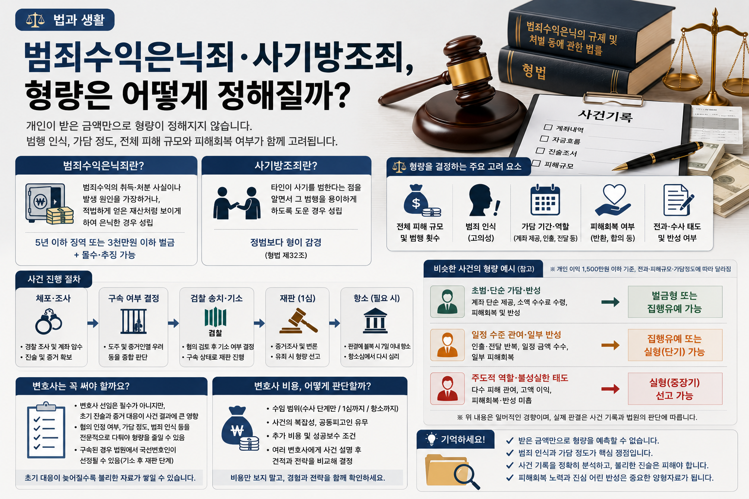 “범죄수익은닉·사기방조로 구속되면 형량은?”…1,500만원 이익보다 먼저 확인해야 할 가담 범위와 변호인 선임 판단