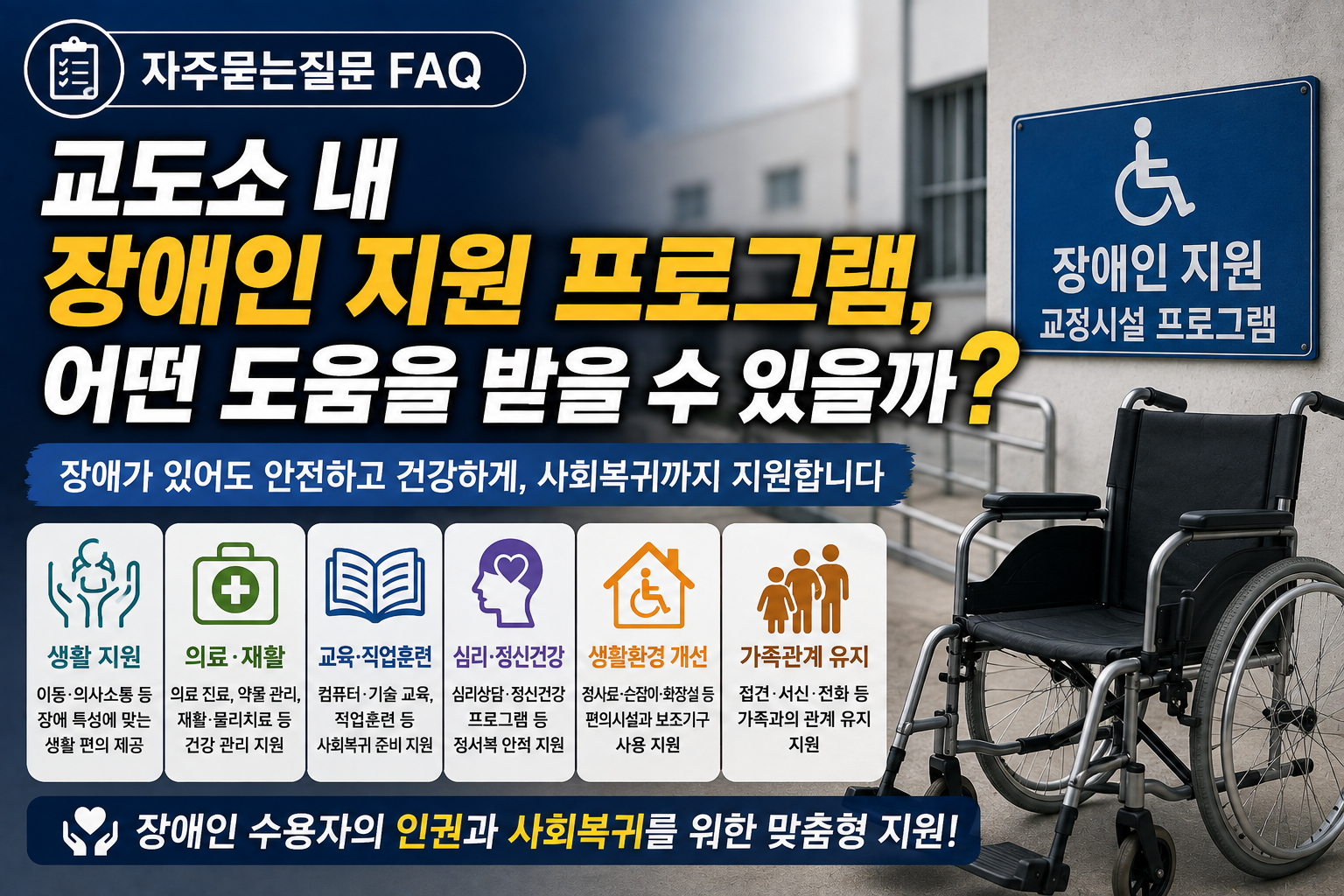 교도소 장애인 수용자, 어떤 지원 받을 수 있나…의료·생활편의부터 사회복귀까지