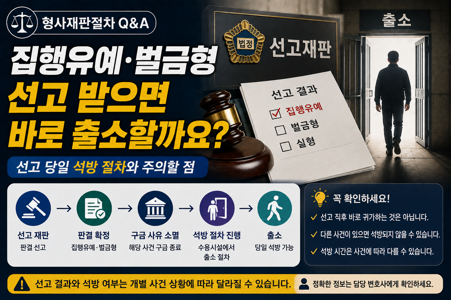 “선고재판에서 집행유예 나오면 바로 출소하나요?”…가족들이 가장 궁금해하는 선고 당일 절차