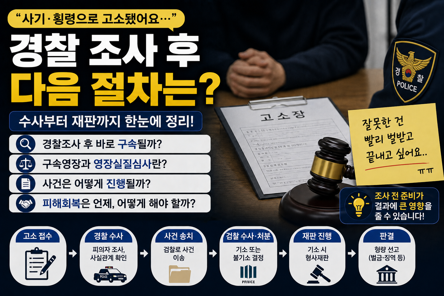“사기·횡령으로 고소됐는데 경찰조사 뒤에는 어떻게 되나요?”…수사부터 재판까지 이어지는 과정