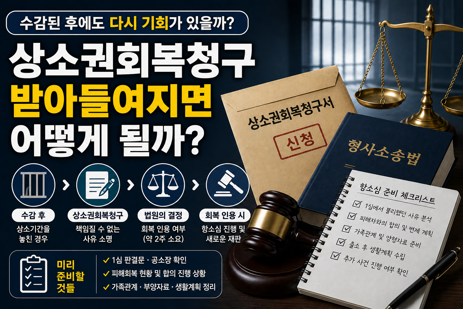 상소기간 놓친 뒤 수감됐다면…‘상소권회복청구’ 받아들여지면 무엇을 준비해야 할까?