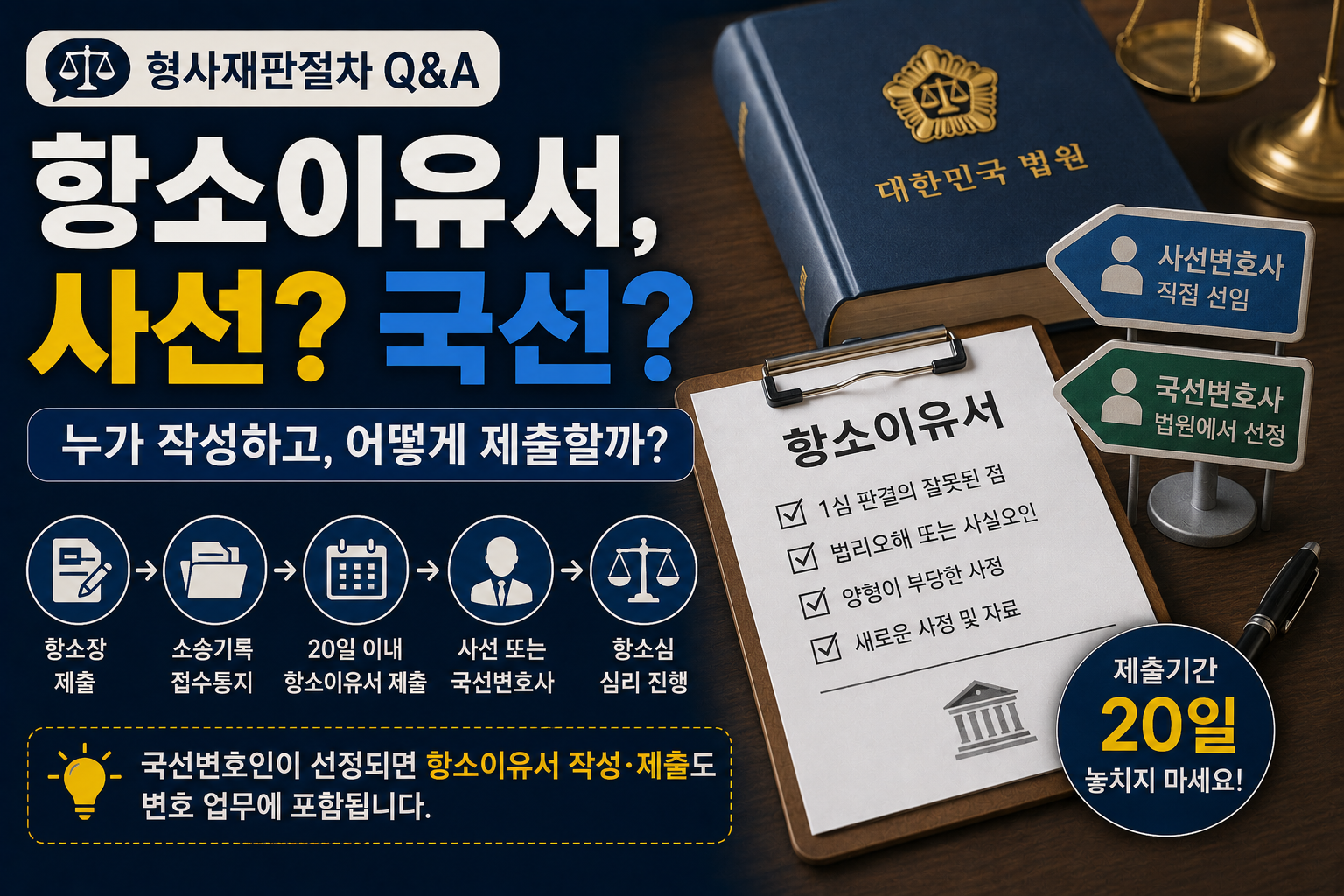 항소이유서는 사선변호사가 써야 할까, 국선변호사가 써줄까? 항소 준비 때 놓치면 안 되는 순서