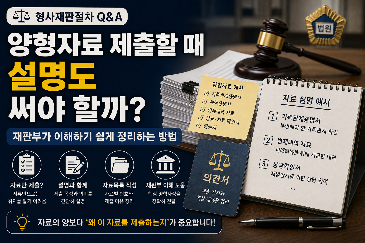 양형자료는 서류만 내면 될까? 재판부가 이해하기 쉽게 ‘설명’을 붙이는 방법