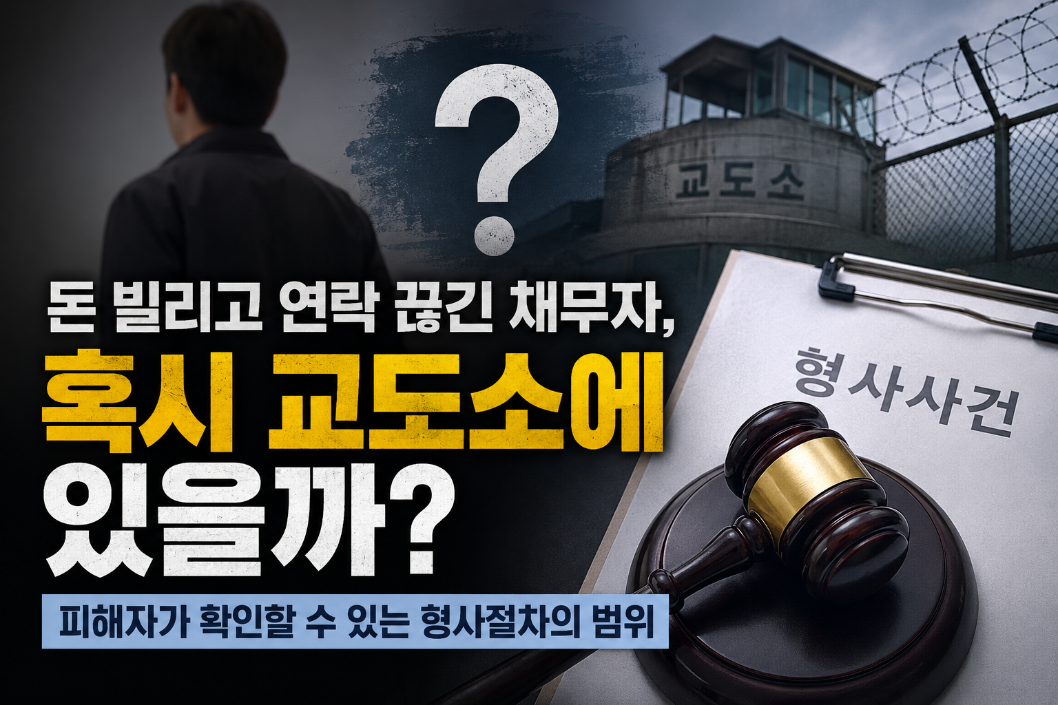 돈 빌리고 연락 끊긴 채무자, 혹시 교도소에 있을까? 피해자가 확인할 수 있는 형사절차의 범위