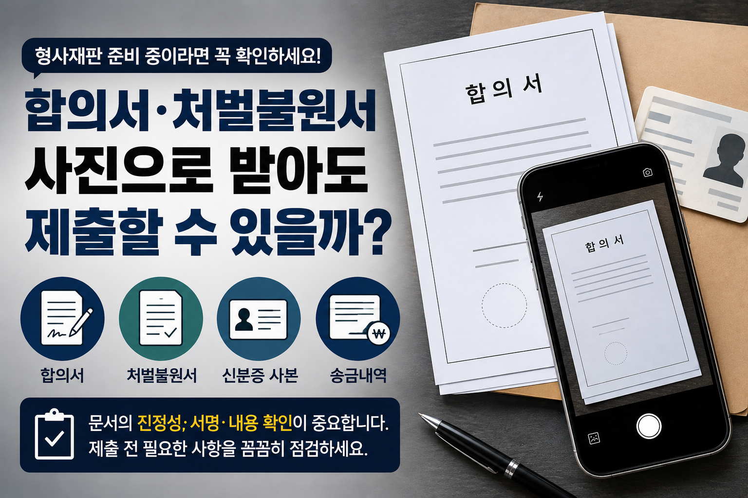 합의서·처벌불원서 사진으로 받아도 될까? 형사재판 제출 전 확인해야 할 서명과 원본 문제
