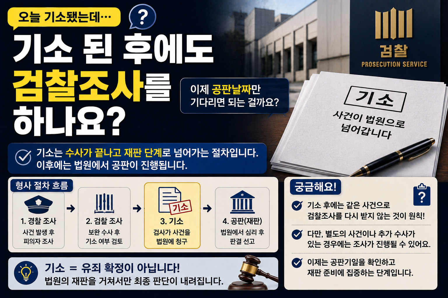 “오늘 기소됐는데 또 검찰조사를 받나요?”…수사 끝난 뒤 공판까지 가족들이 알아둘 형사절차
