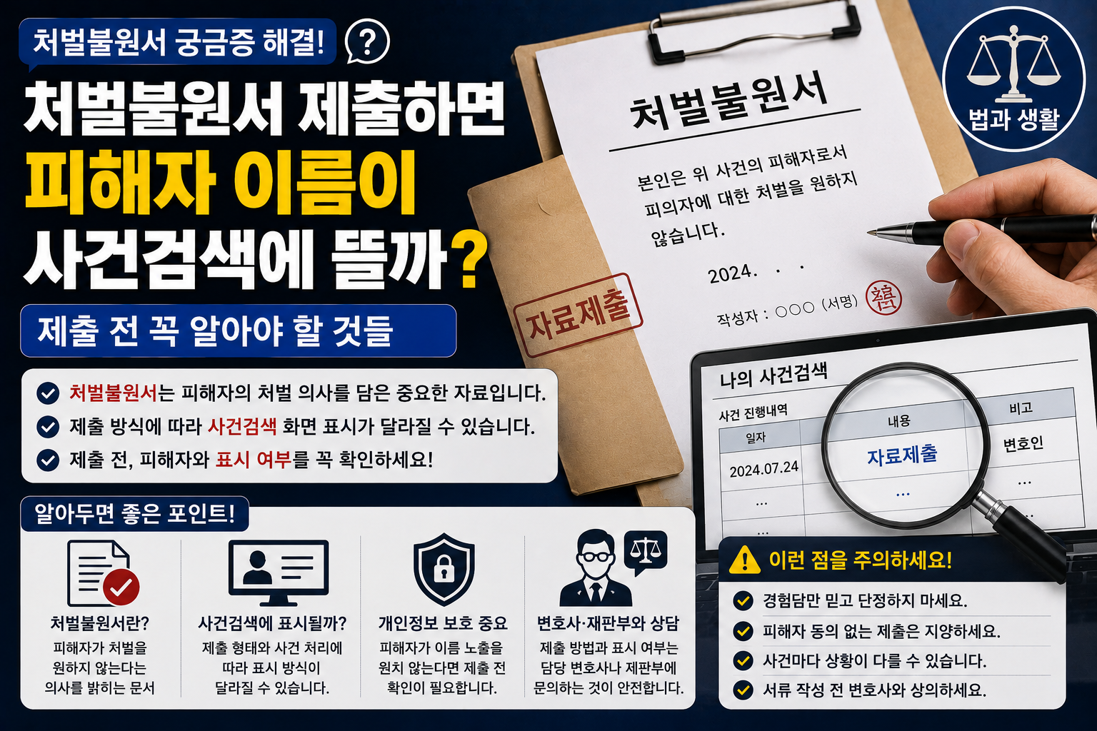 “처벌불원서 내면 피해자 이름이 사건검색에 뜨나요?”…제출 전 확인해야 할 개인정보와 기록 문제
