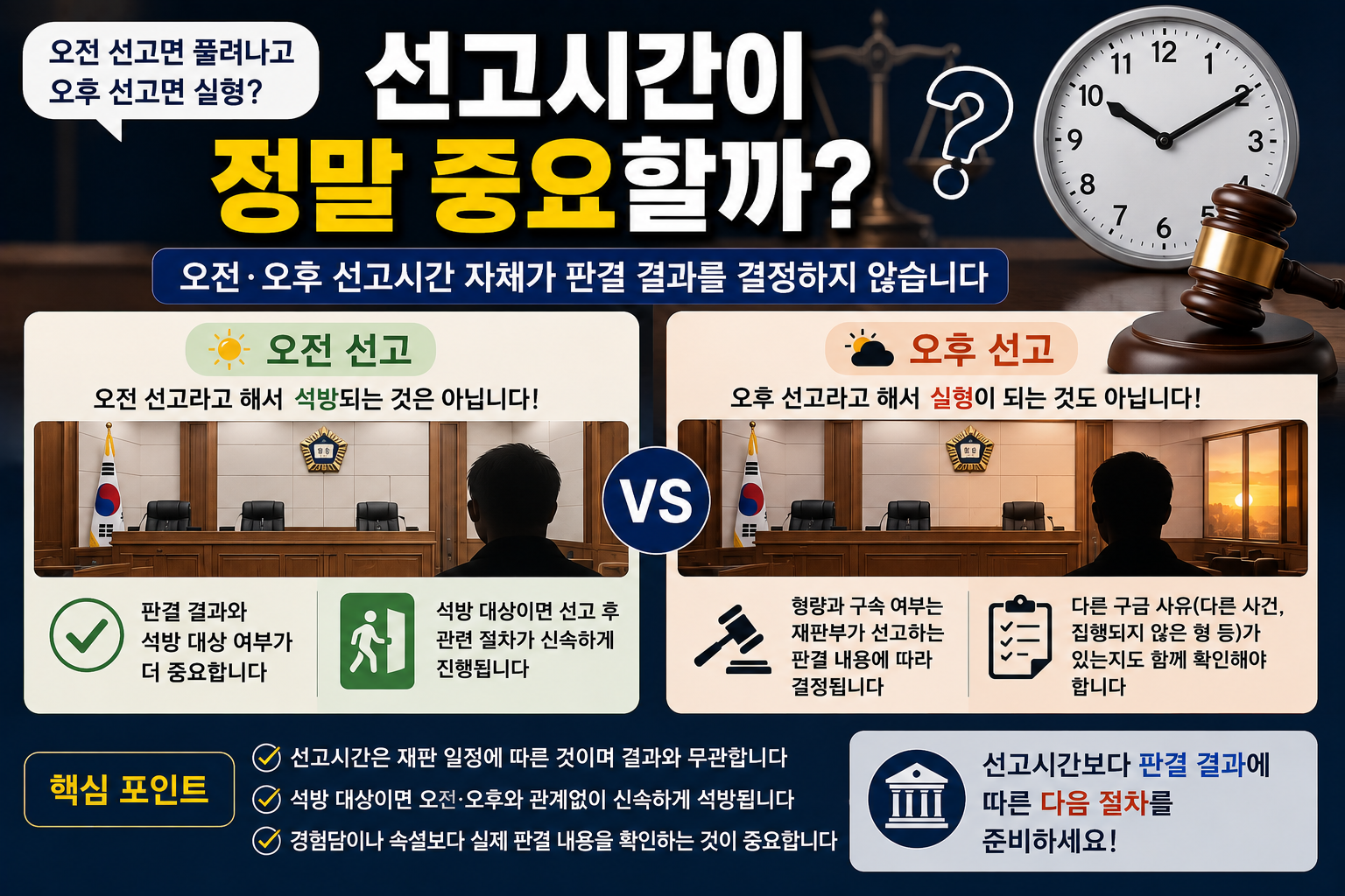 “오전 선고면 풀려나고 오후 선고면 못 나온다?”…형사재판 선고시간과 석방은 관계가 있을까