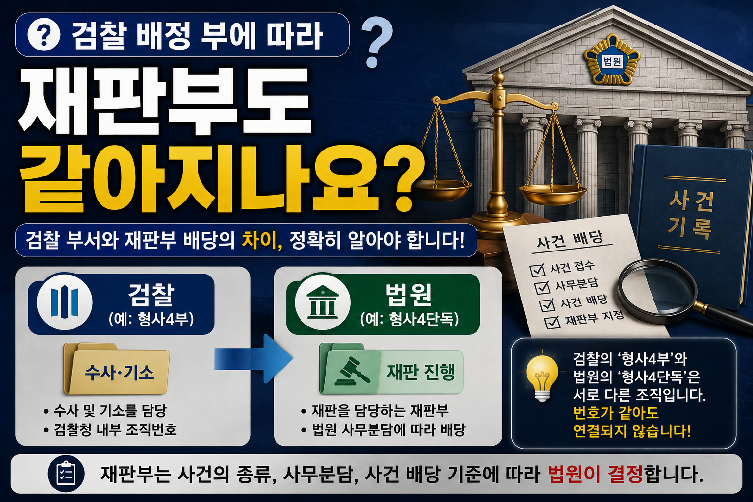 “수원지검 형사4부에서 기소하면 법원도 형사4단독인가요?”…검찰부서와 재판부 배당은 별개