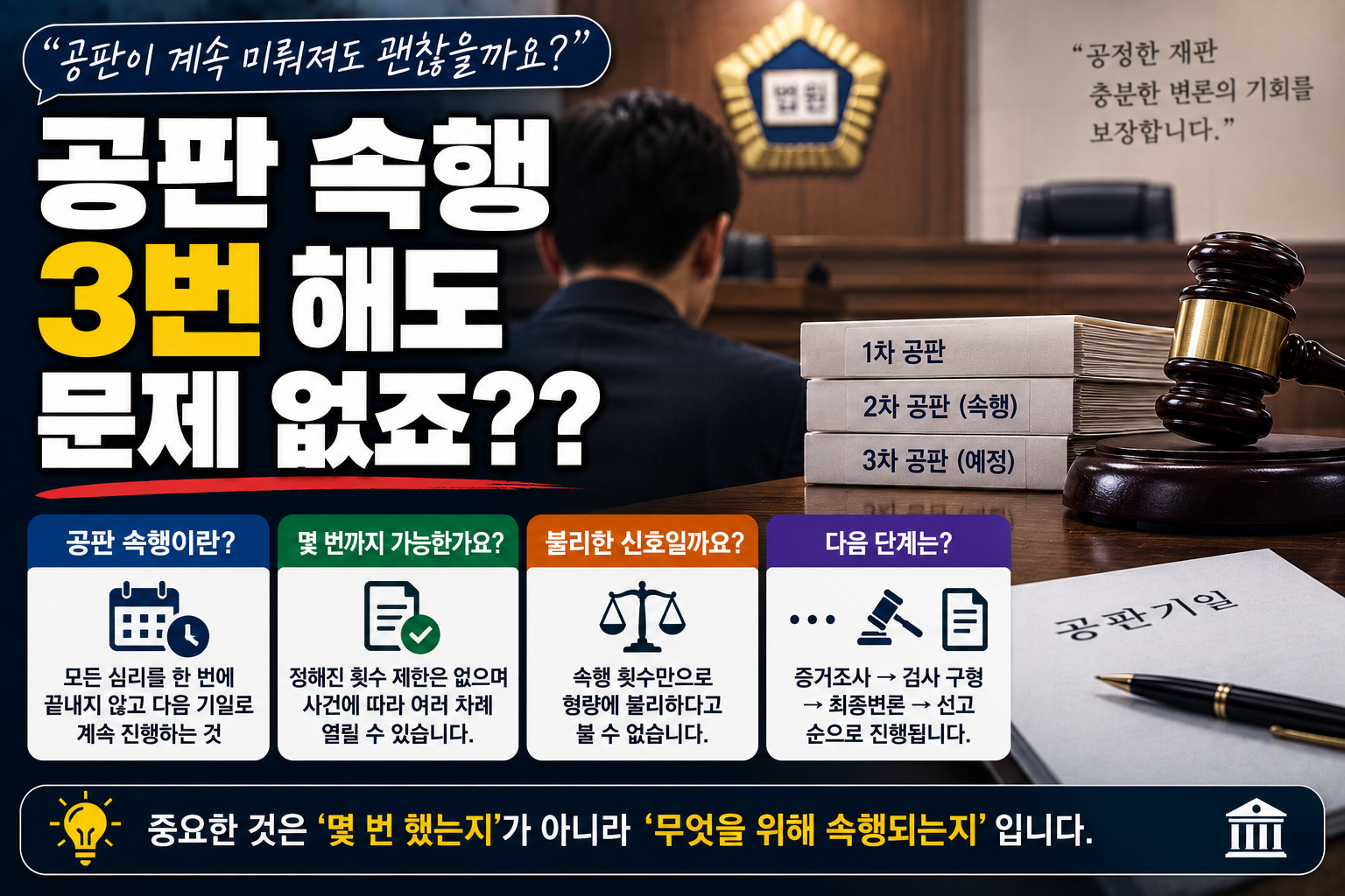 “공판이 벌써 세 번째인데 불리한 건가요?”…형사재판 ‘속행’ 횟수보다 중요한 것