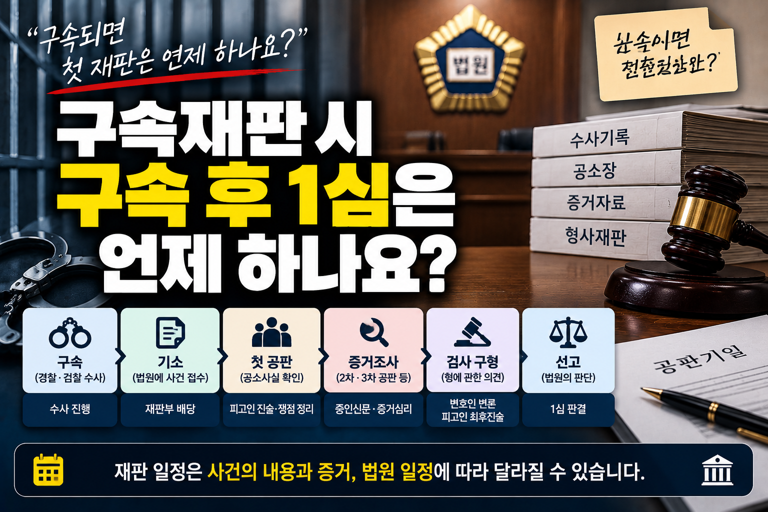 “구속되면 첫 재판은 언제 하나요?”…1심 첫 공판부터 구형·선고까지 얼마나 걸릴까