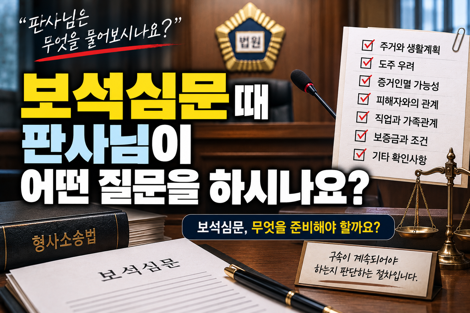 “보석심문에서 판사님이 뭘 물어보나요?”…피고인에게 확인하는 질문과 준비사항
