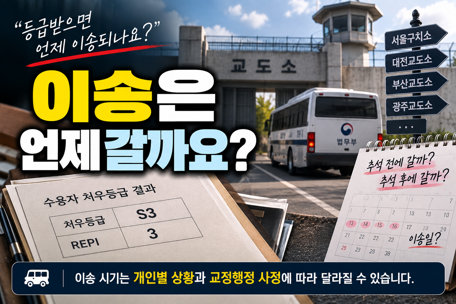 “S3·REPI 등급 받았는데 언제 이송될까요?”…기결수 교도소 이송 시기 어떻게 정해지나