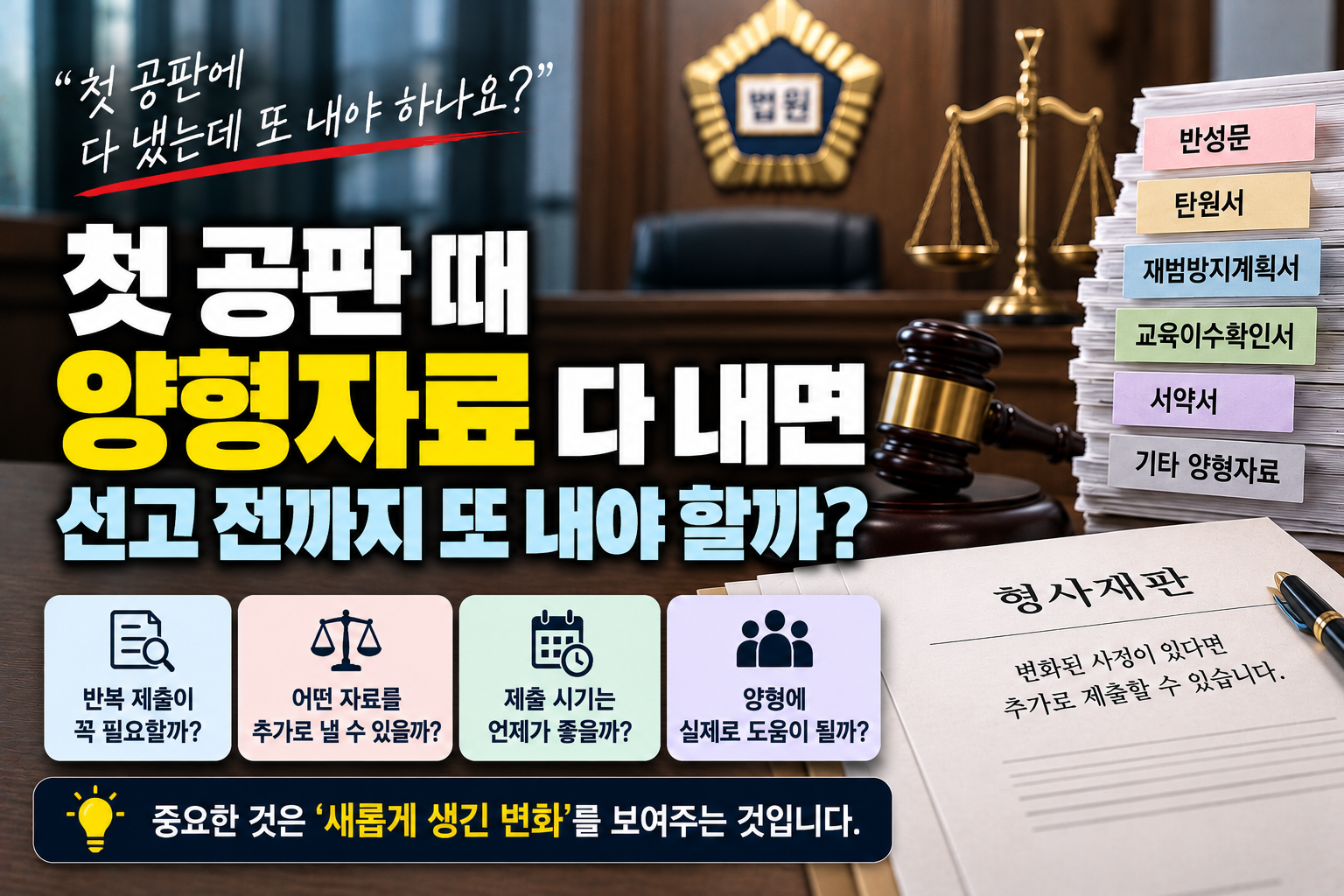 “첫 공판 때 양형자료 다 냈는데 또 내야 하나요?”…선고 전까지 추가할 자료는