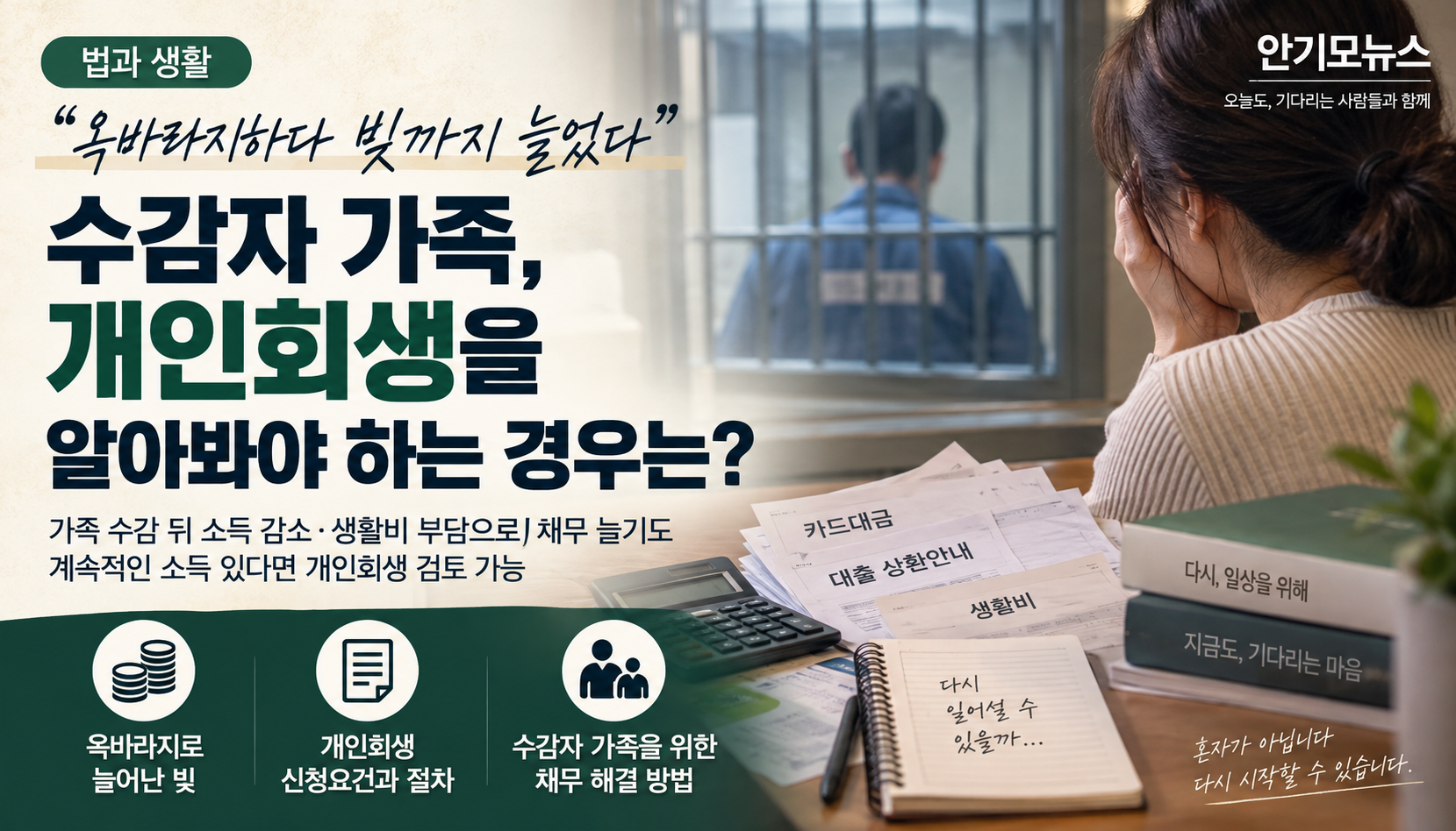 “옥바라지하다 빚까지 늘었다”…수감자 가족, 개인회생을 알아봐야 하는 경우는?