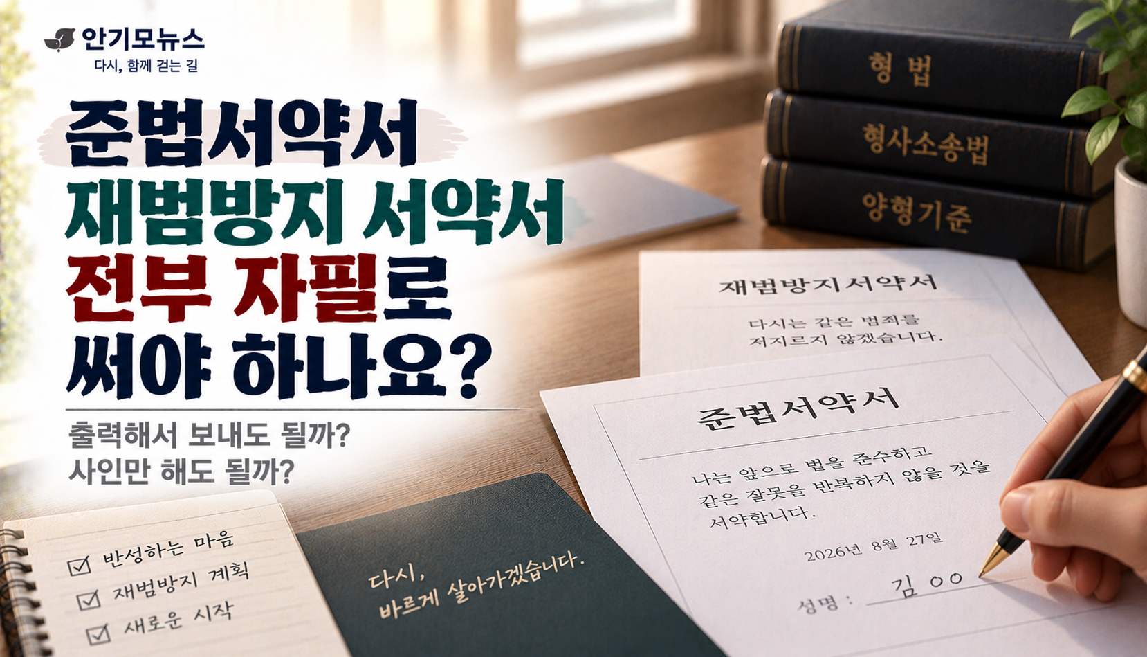 “준법서약서 출력해서 보냈는데 전부 자필로 옮겨 써야 하나요?”…사인만 해도 될까