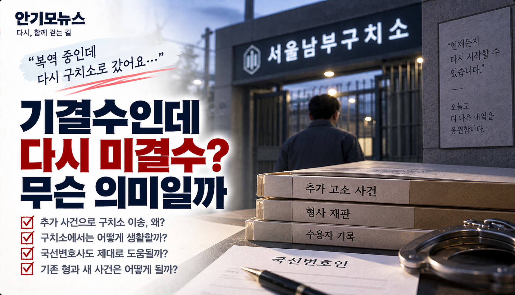 “복역 1년 만에 추가 사건으로 다시 구치소로”…기결수인데 다시 미결수가 되는 걸까