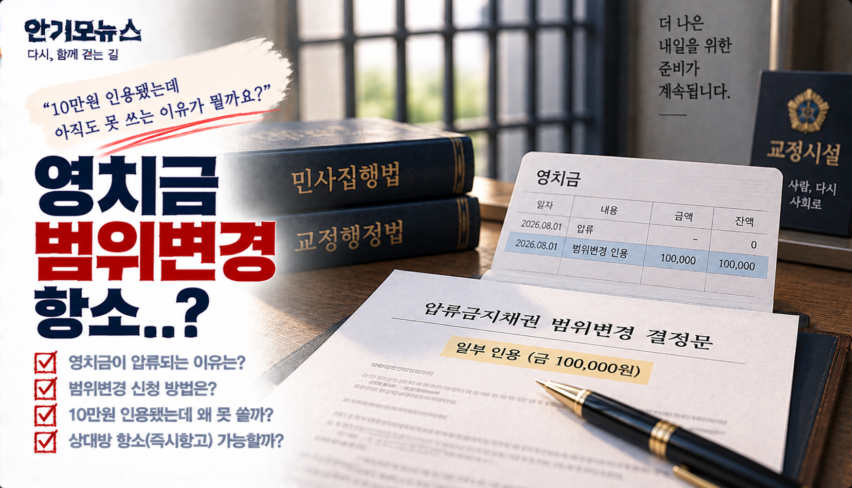 “영치금 10만원 풀어줬는데 왜 못 쓰나요?”…범위변경 인용 뒤에도 기다리는 이유