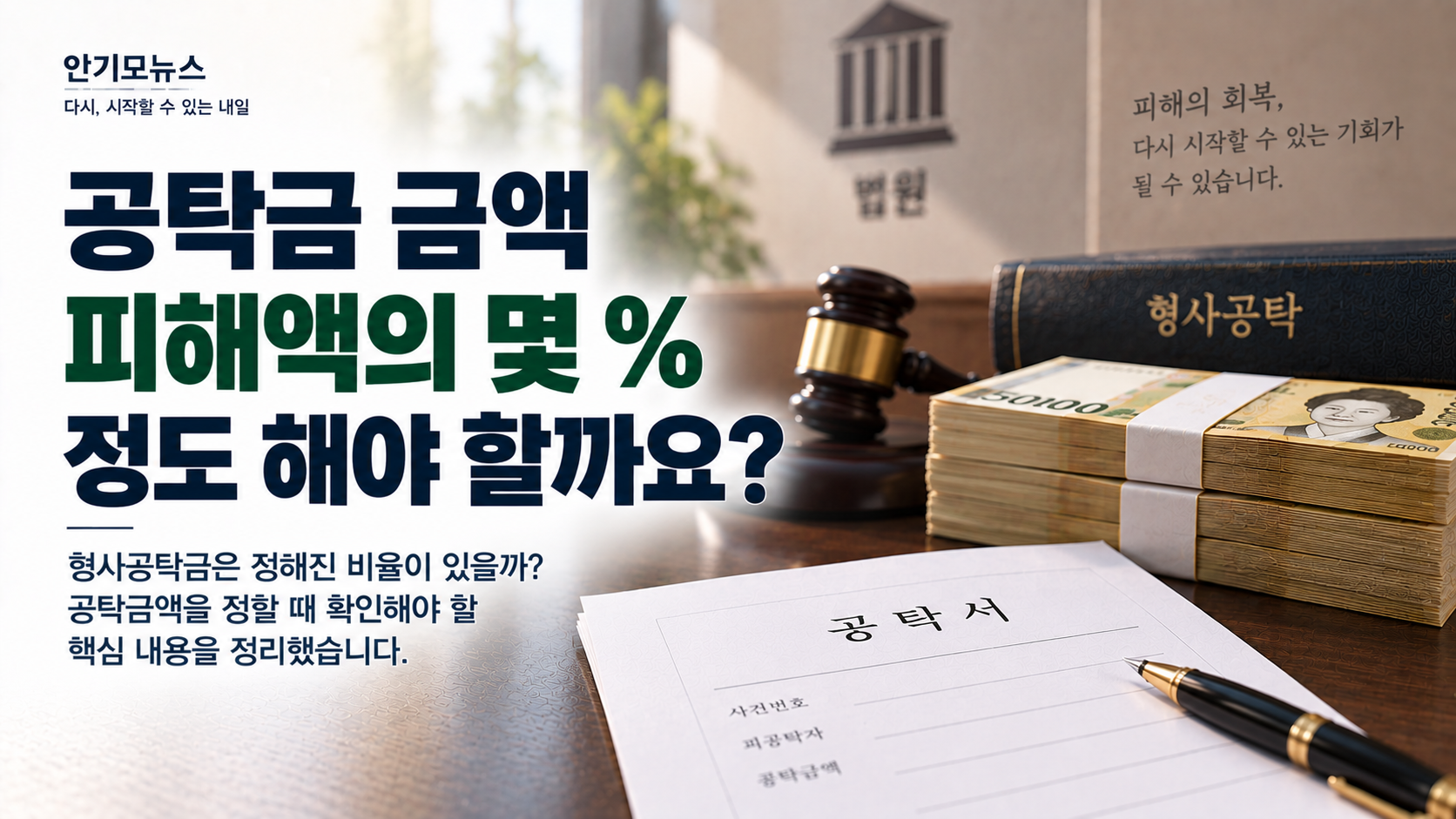 “공탁금은 피해액의 몇 % 정도 해야 하나요?” 형사공탁 앞둔 가족이 알아둘 금액과 피해회복의 의미
