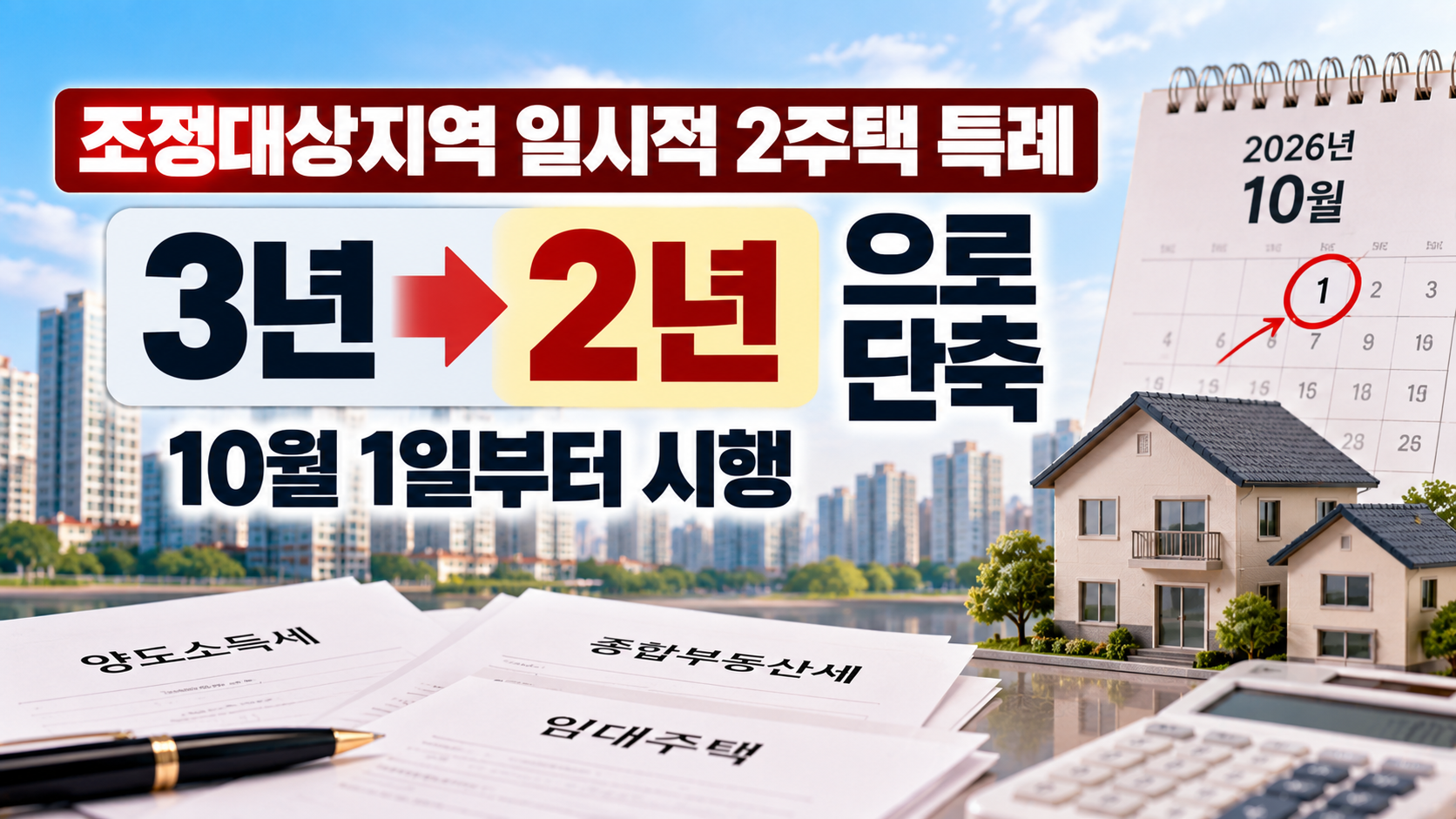 조정대상지역 ‘일시적 2주택’ 특례 3년→2년 단축…10월 1일부터 시행