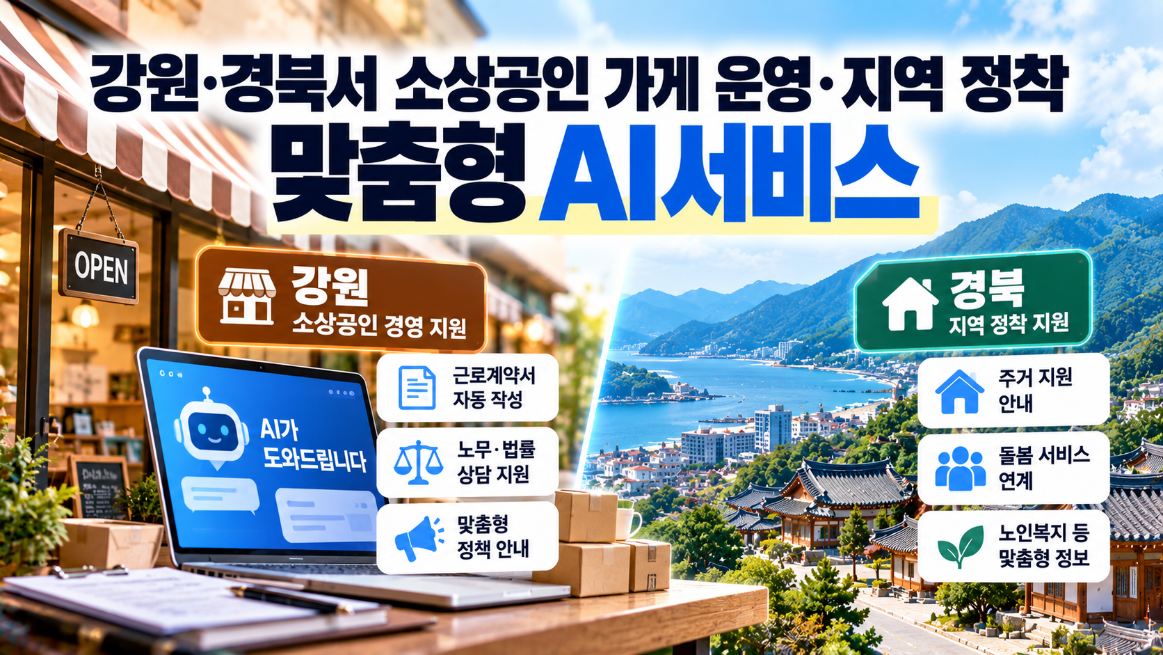 소상공인 근로계약서부터 정착 지원까지…강원·경북 ‘맞춤형 AI 서비스’ 나온다