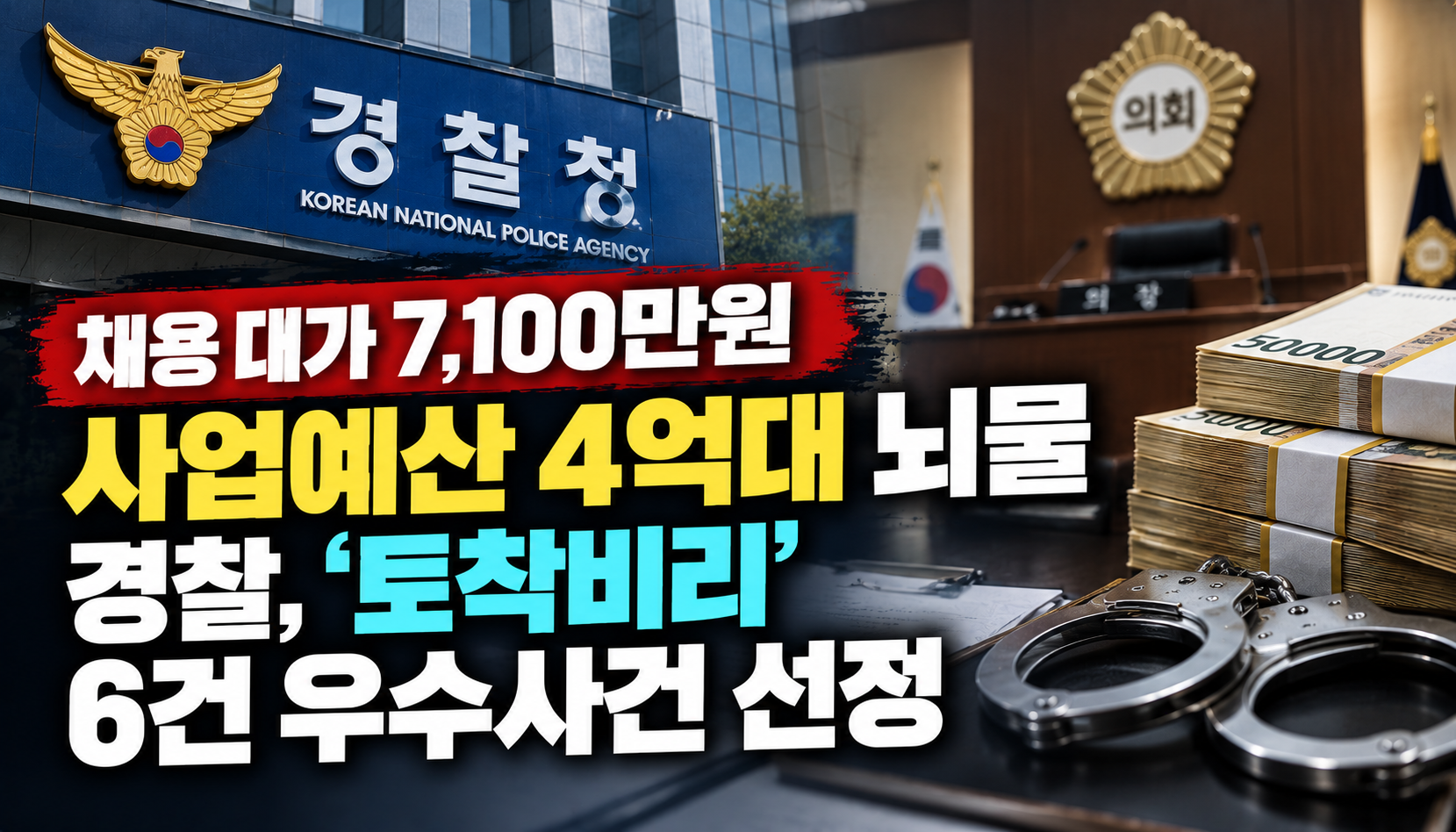채용 대가 7100만원·사업예산 둘러싼 4억대 뇌물…경찰, 토착비리 6건 우수사건 선정