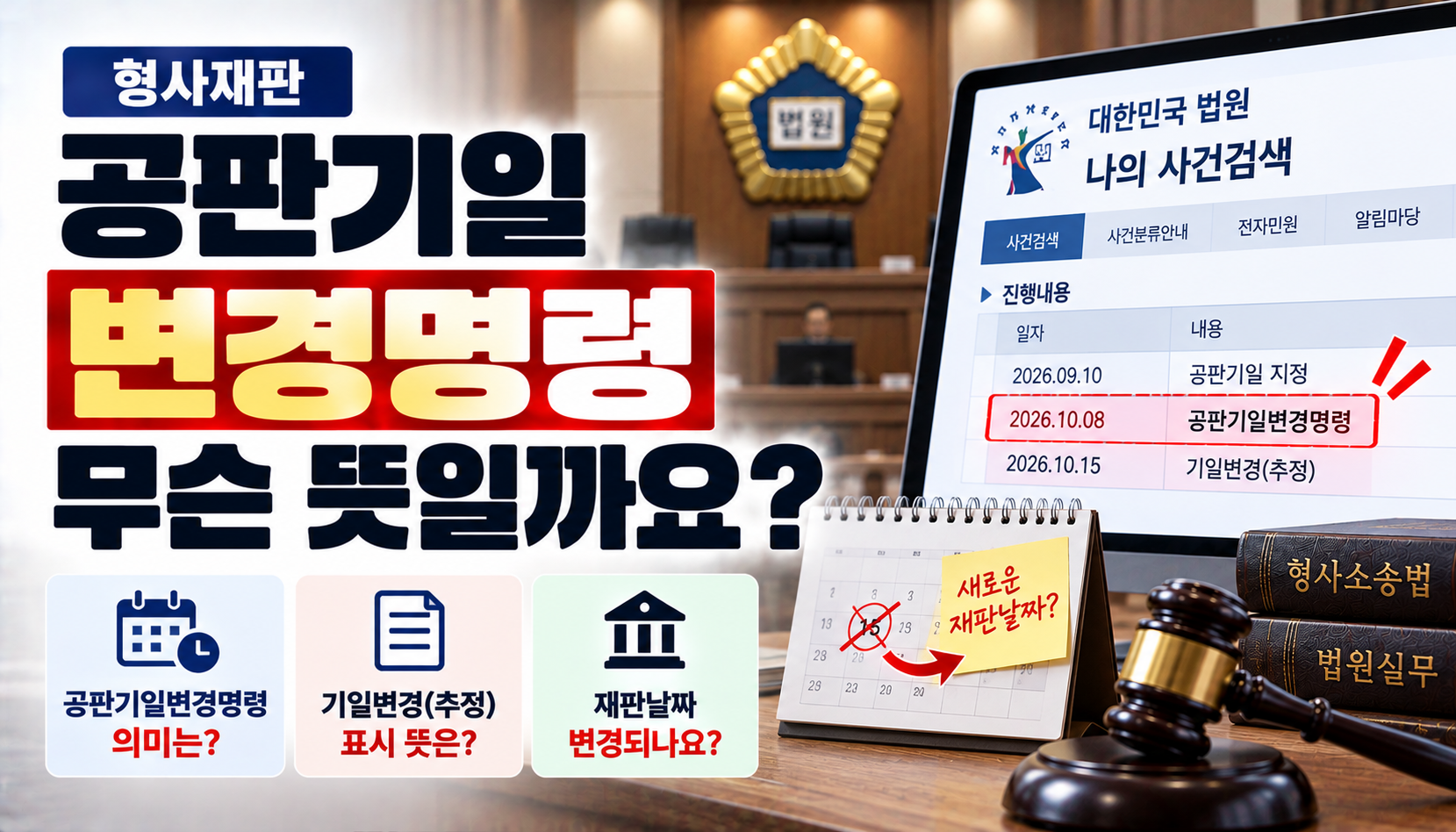 “재판 이틀 전 공판기일변경명령이 떴어요”…나의 사건검색 ‘기일변경(추정)’ 무슨 뜻일까?