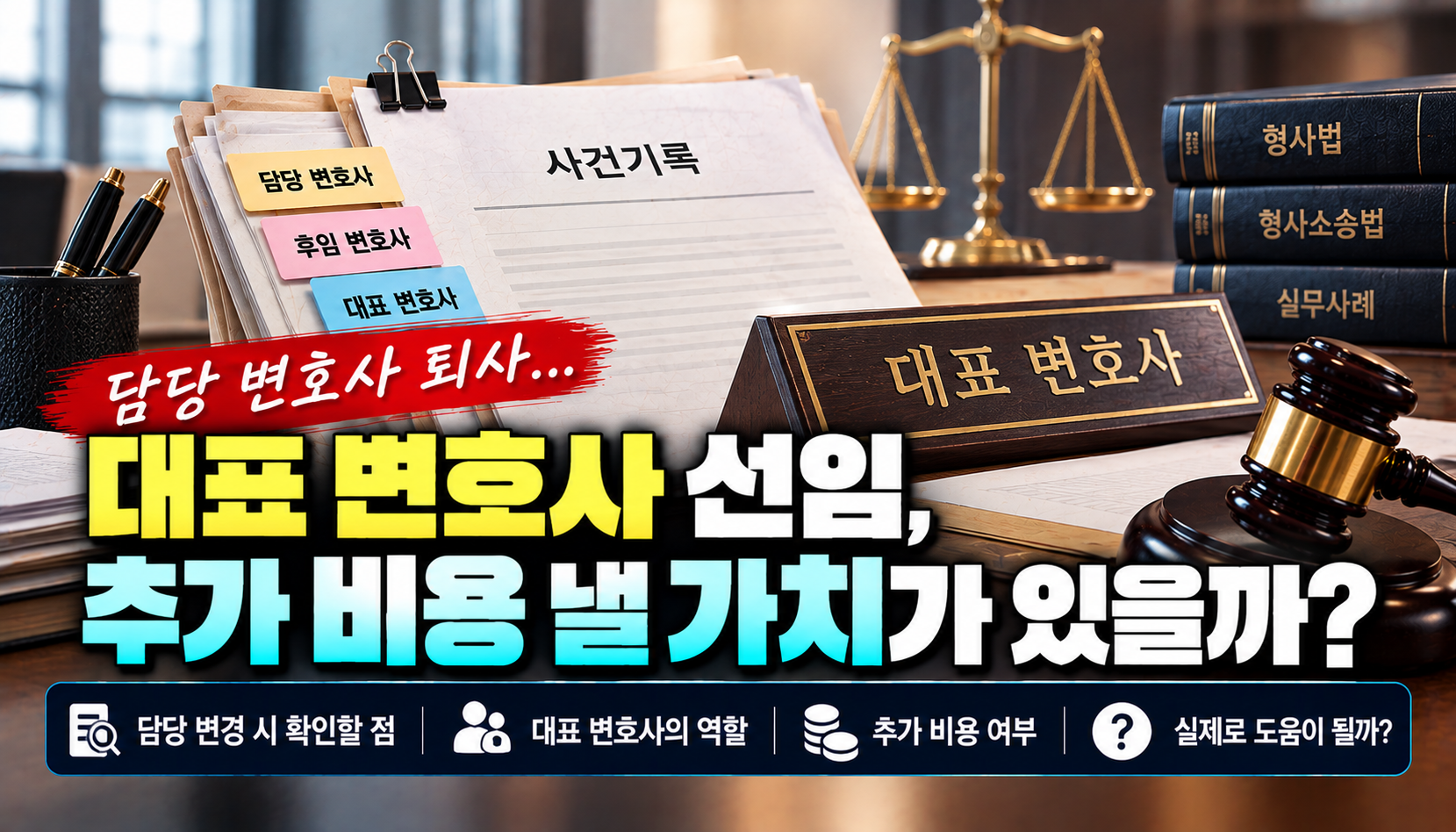 “담당 변호사가 갑자기 퇴사했어요”…대표변호사 선임에 추가 비용 들여야 할까