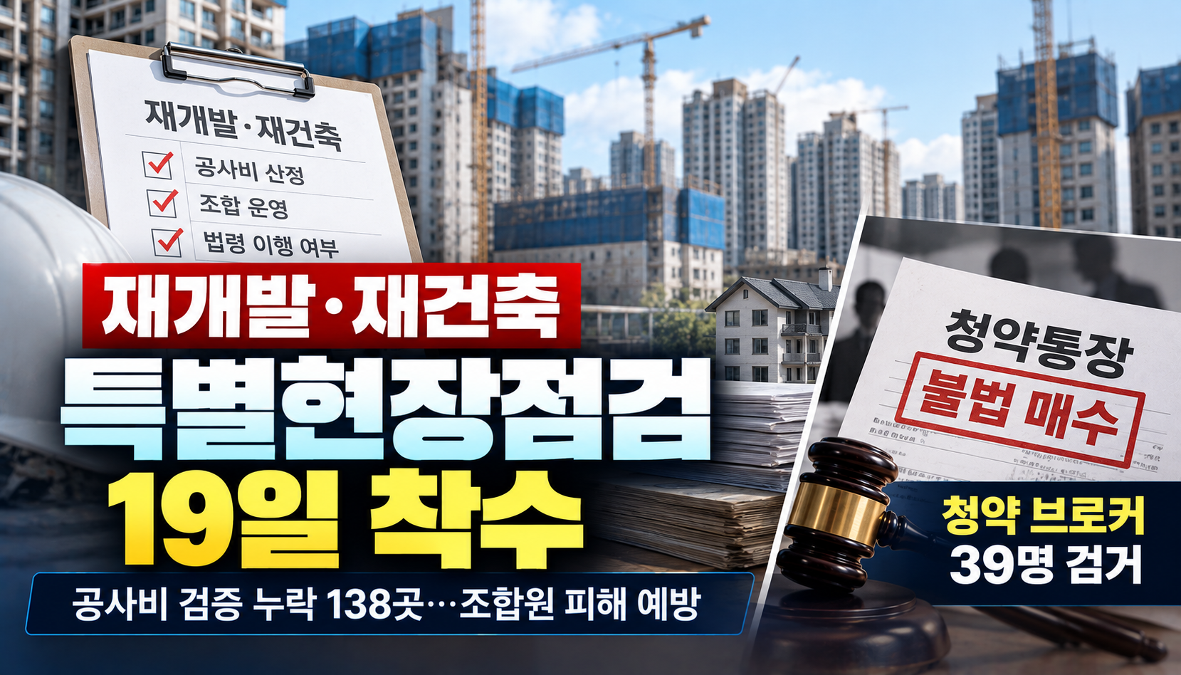 재개발·재건축 16곳 특별점검…공사비 검증 누락 138곳 확인