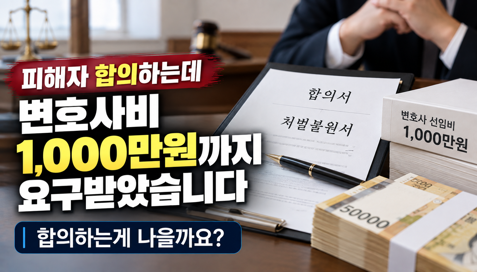 “피해액 70% 차지하는 피해자와 합의하려는데”…변호사비 1,000만 원까지 요구받은 가족의 고민
