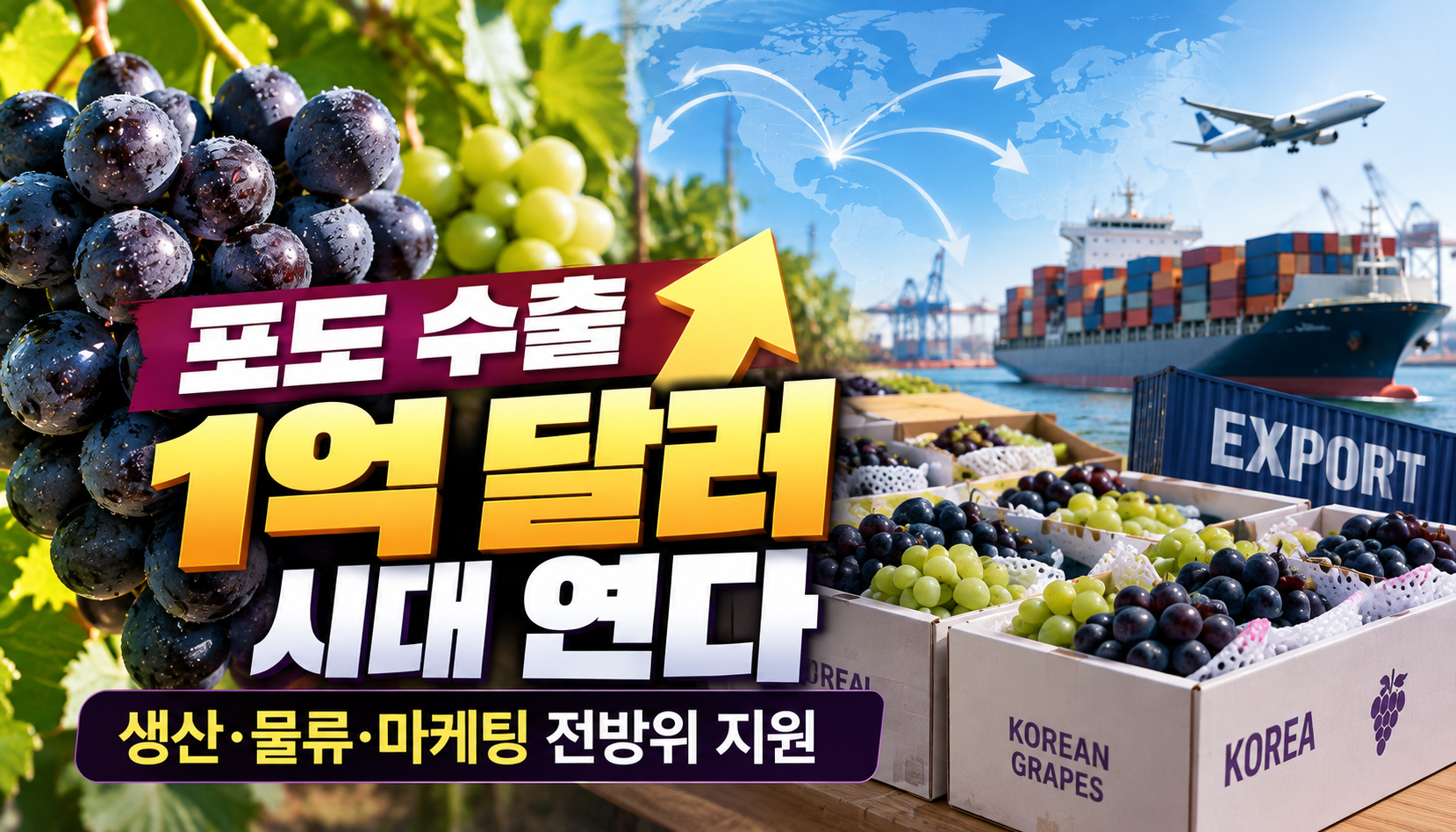 한국 포도 수출 1억 달러 시대 연다…정부, 생산·물류·해외 판로 지원 확대