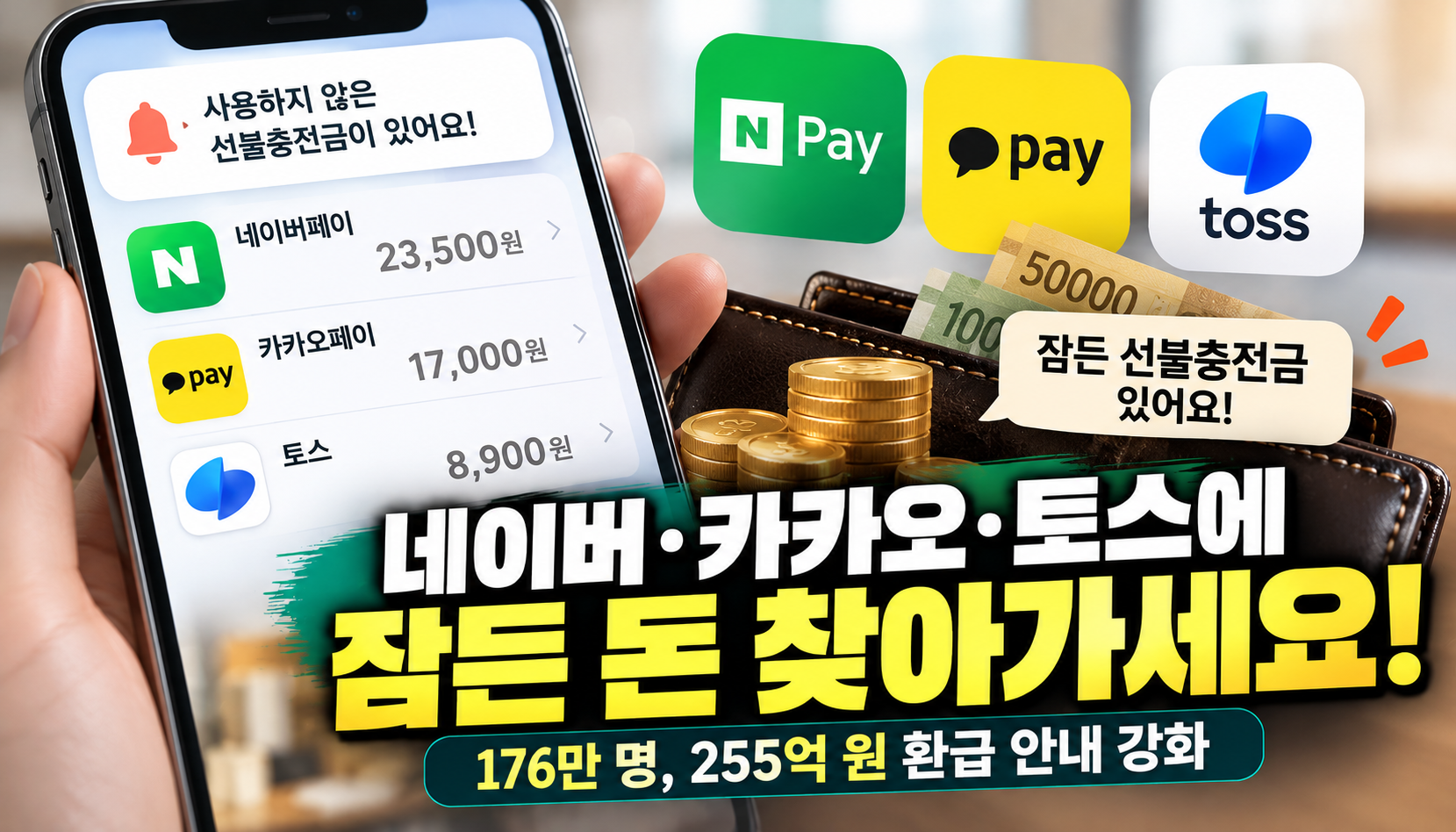“네이버페이·카카오페이에 잠든 돈 찾아가세요”…176만 명, 255억 원 환급 안내 강화