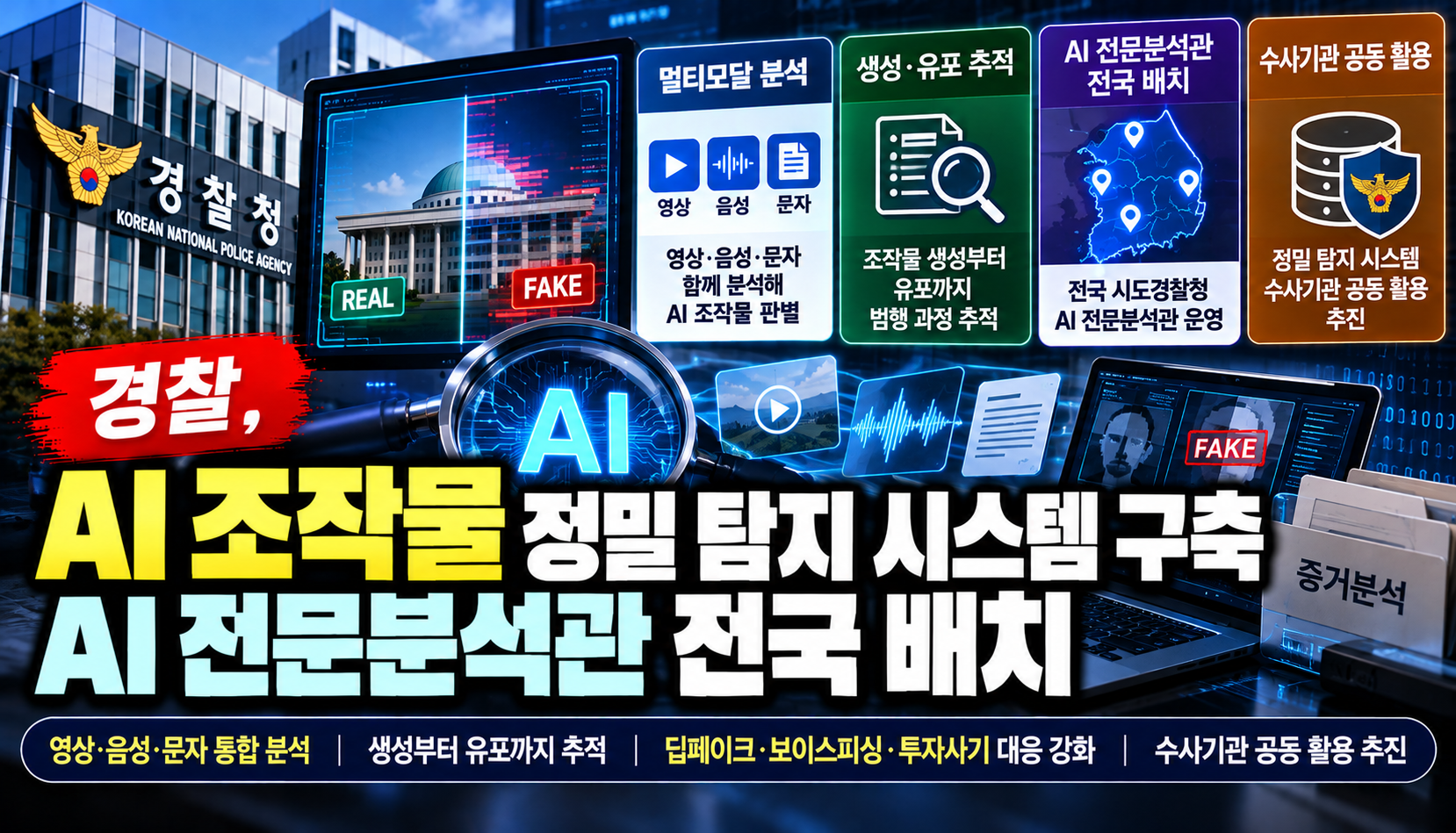 경찰, AI 조작물 정밀 탐지 시스템 구축…'AI 전문분석관' 전국 시도경찰청 배치