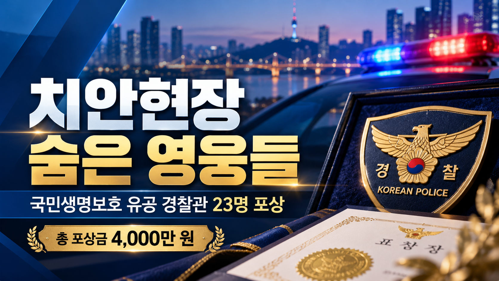 화재 속 노인 구조·폭우 속 50m 헤엄쳐 생명 구한 경찰…숨은 영웅 23명에 포상금 4000만 원