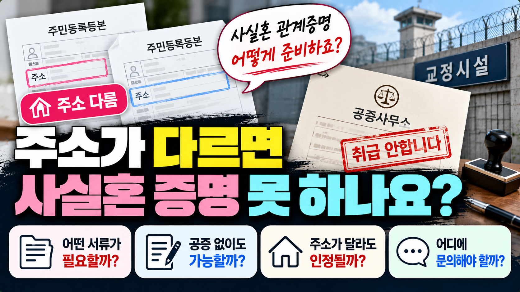 "주소가 달라도 사실혼 관계 인정될까?"…교도소·구치소 제출 서류부터 공증 없이 증명하는 방법까지